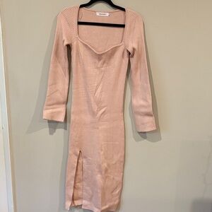 Elegant Long Sleeve Blush Dress